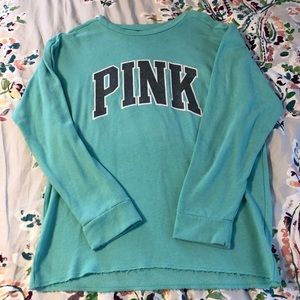 teal love pink long sleeved shirt